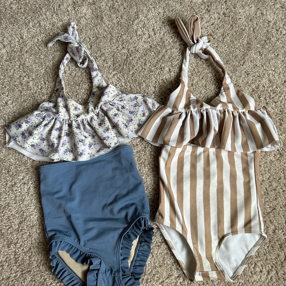 Kortni Jeane Kids Swim Set - Floral and Striped